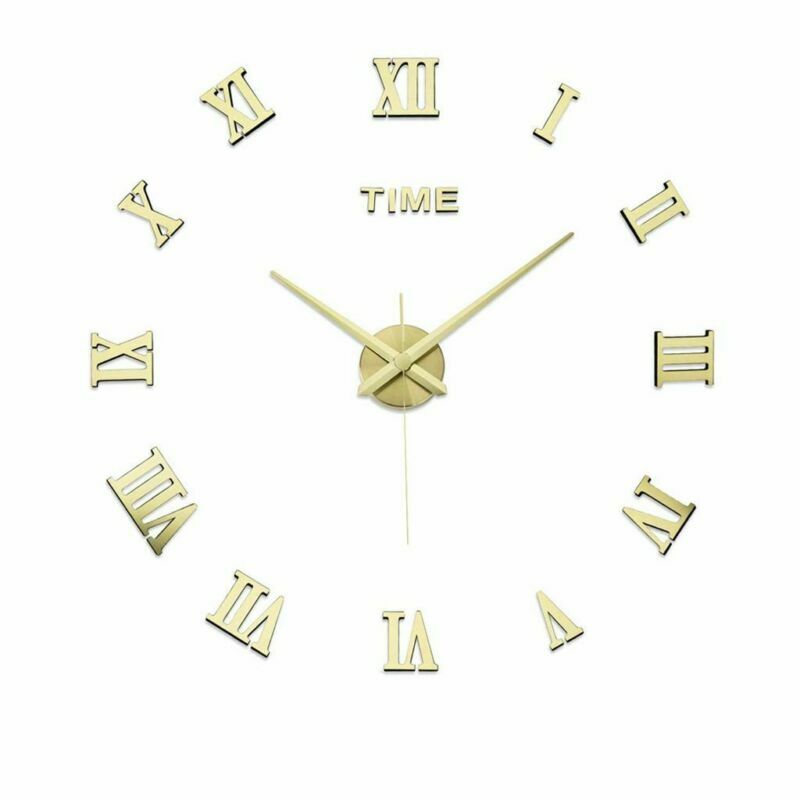 3D Modern DIY Large Wall Clock Mirror Surface Sticker Home Art Design Decor US