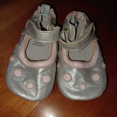 Baby Girl Leather Shoes 12 month Medium Pink Silver Ministar
