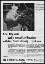 1954 Ingersoll Rand Impactool Air Drill Photo International Nickel Co. Print Ad