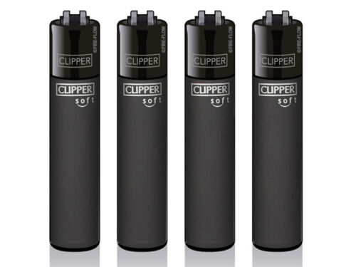 Clipper Classic MEDIUM Original Feuerzeug 'Soft Touch All Black' 4 Stück NEU - Afbeelding 1 van 3