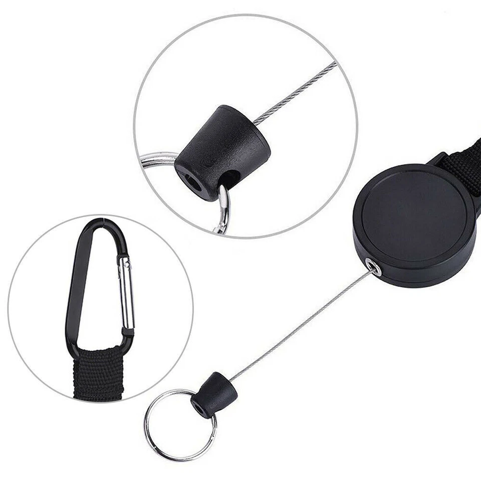 2PCS Retractable Key Tool Reel Holder Steel Clip Chain Belt Heavy Duty Split US - Image 2 of 4