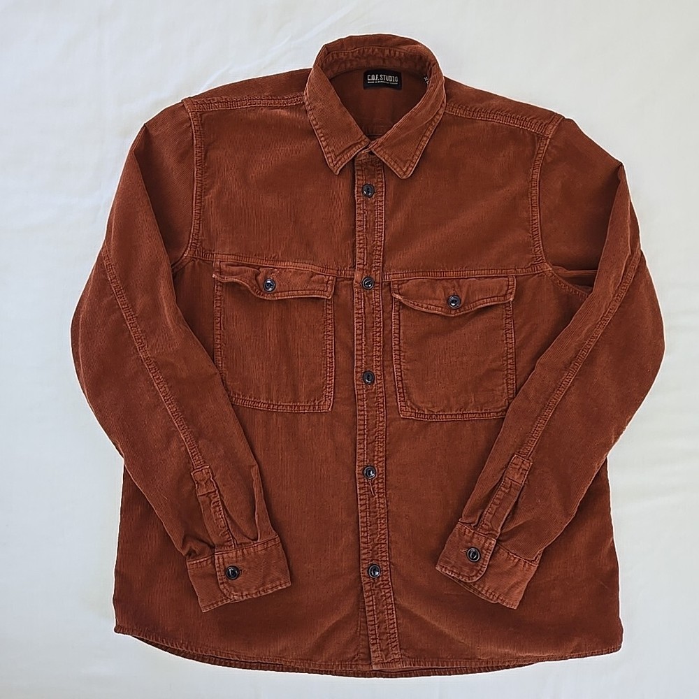 C.O.F. Studio Brown Corduroy Overshirt Jacket for Men Size XL (46) - Circle of Friends Collection  