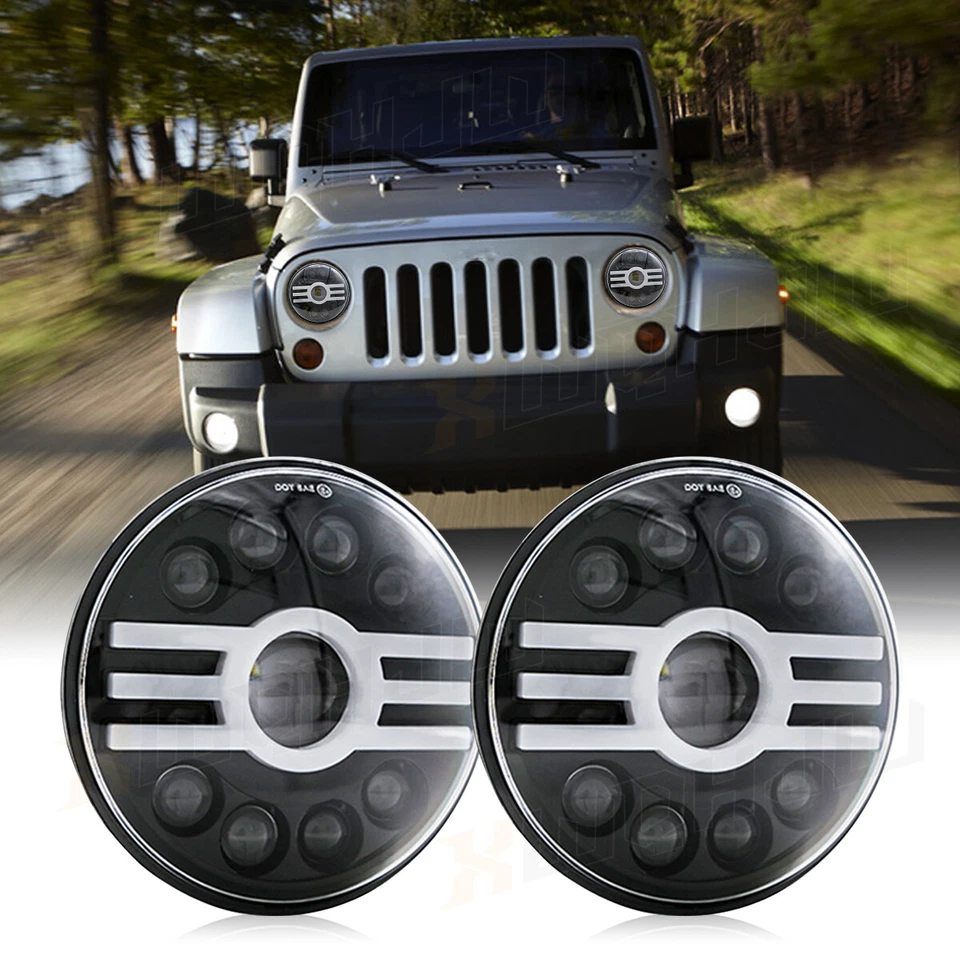 Par de faros LED redondos de 7 pulgadas de haz alto bajo para Ford Mustang 1964-1978 Bronco Foto 3 de 4