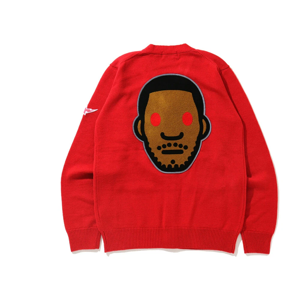 BAPE x Kid Cudi Cardigan Red | Size Large | A Bathing Ape | Face Head Logo  | eBay