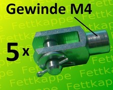 5 x Gabelkopf 4x8 M4 mit Splintbolzen DIN71751 verzinkt - Gabelgelenk