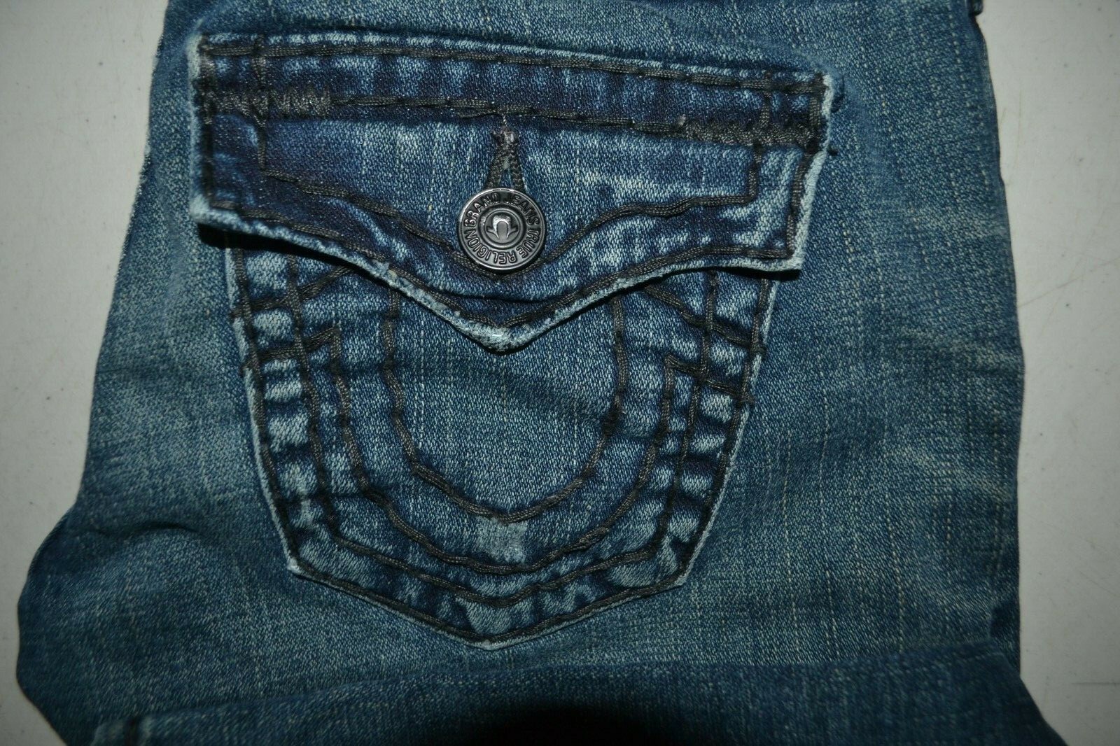 True Religion Women's Billy Super T Black Thick Stitch Blue Denim Jeans Sz 26x33 thumbnail 2