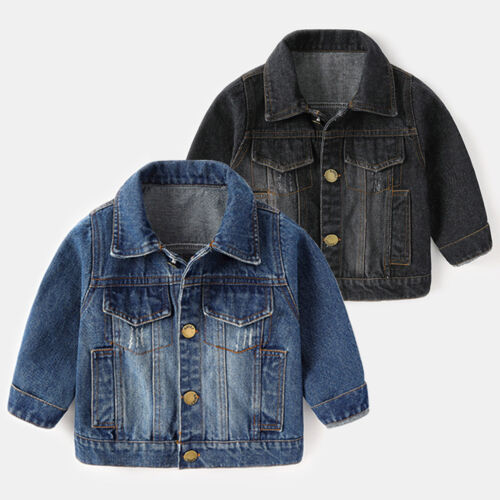 Child Kids Toddler Infant Baby Boys Girls Long Sleeve Denim Jacket Coats Outwear