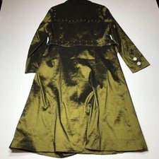 Jerry T Trench Coat Womens Size M Olive Green Shimmery Modern Edgy Lined Nwt