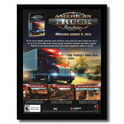 2016 American Truck Simulator Framed Print Ad/Poster PC Video Game Man Cave Art