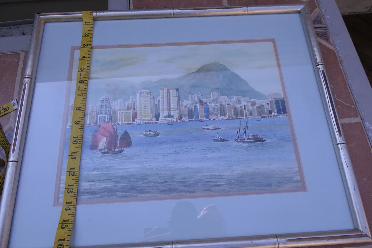 【Tik Lung ティ・ルン】絵画　香港　ビクトリア・ハーバー Tik Lung ティ・ルン】絵画 香港 ビクトリア・ハーバー HK