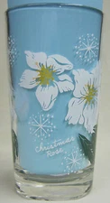 Christmas Rose Peanut Butter Glass Glasses Drinking Kitchen Mauzy 42-5