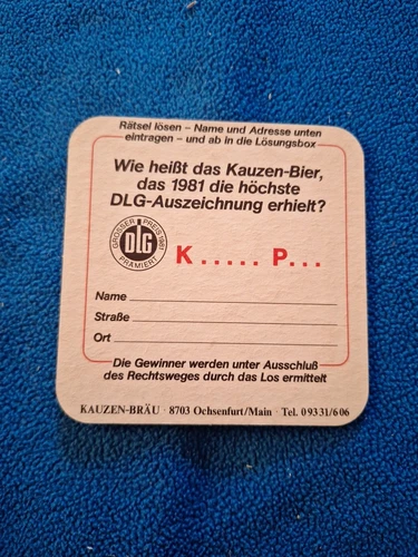 Beer mat 1982 guessing fun-Kauzen Bräu Ochsenfurt-Main