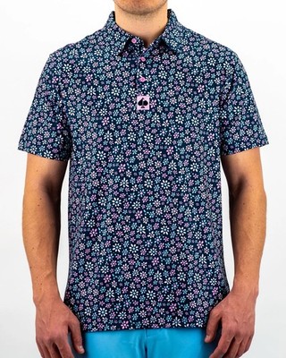 PINS AND ACES DAISY DAZE SHORT SLEEVE POLO SIZE L - NWT