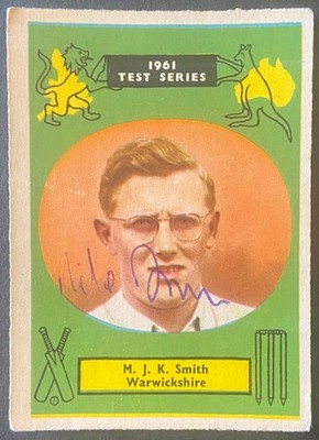 1961 A&BC Cricketers Test Series Original Signed MJK Smith Warwickshire/England