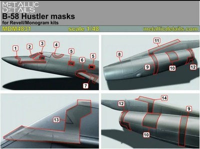 Metallic Details MDM4831 B-58 Hustler Painting Masks Revell Monogram 1/48 scale