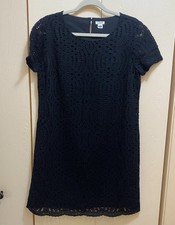 J CREW Black Lace Lined Shift Dress with Scalloped Hem Size 4 Short Sleeve NWT