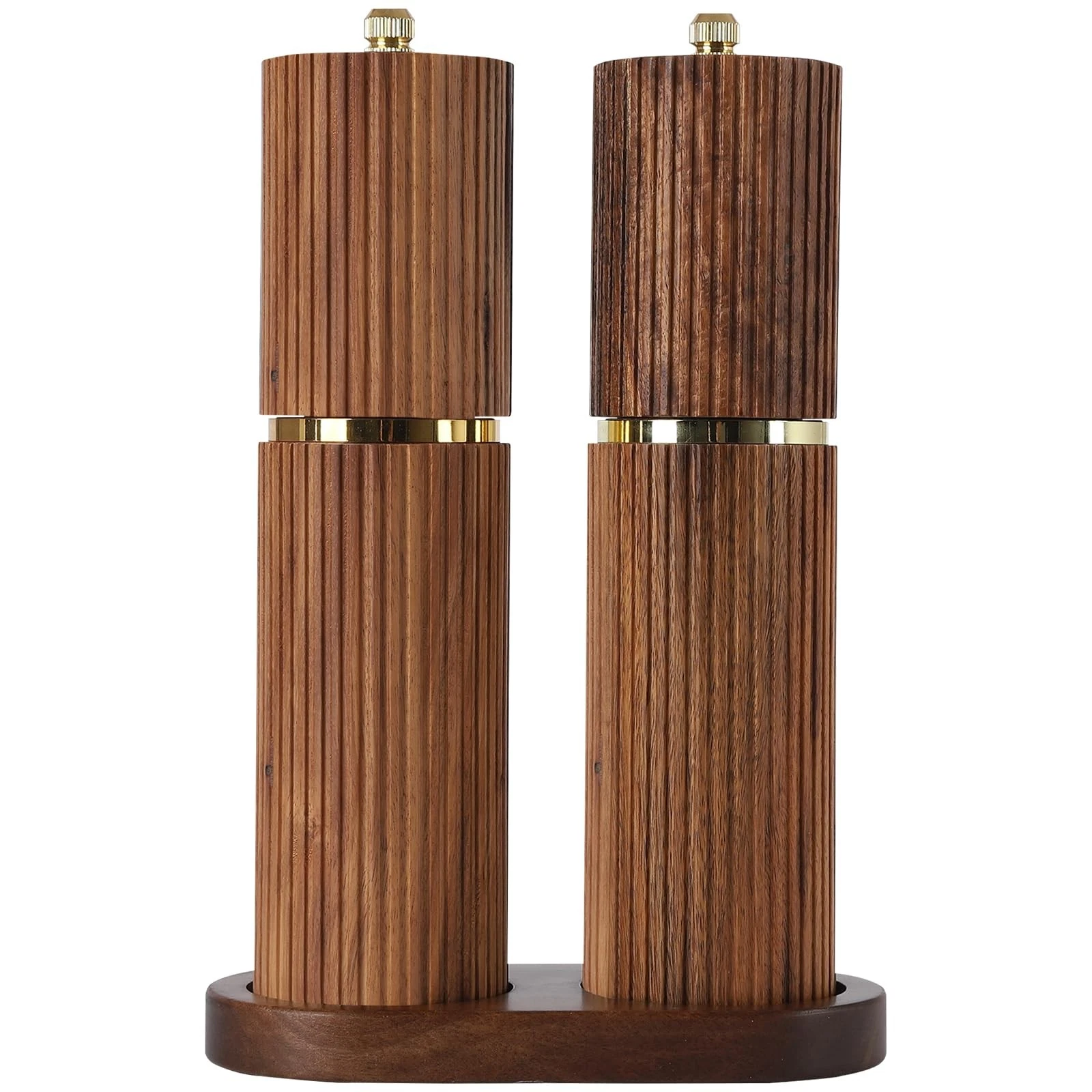 Wooden Salt and Pepper Grinder Set, Refillable Salt and Pepper grinder with a...