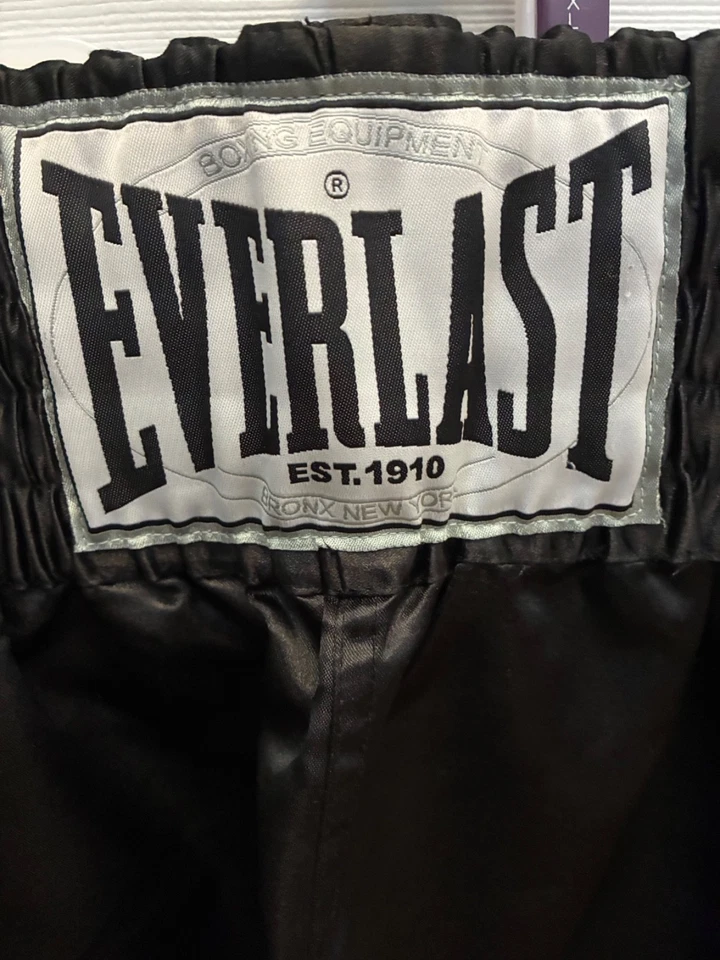Pantalones cortos deportivos Everlast de boxeo para hombre talla XL negros brillantes cintura elástica Foto 3 de 4