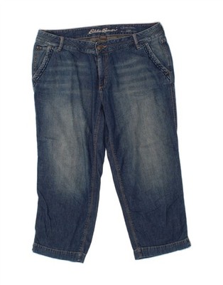 Eddie Bauer Damen leicht kurvig Cropped Jeans US 12 Large W38 L22 blau KV05