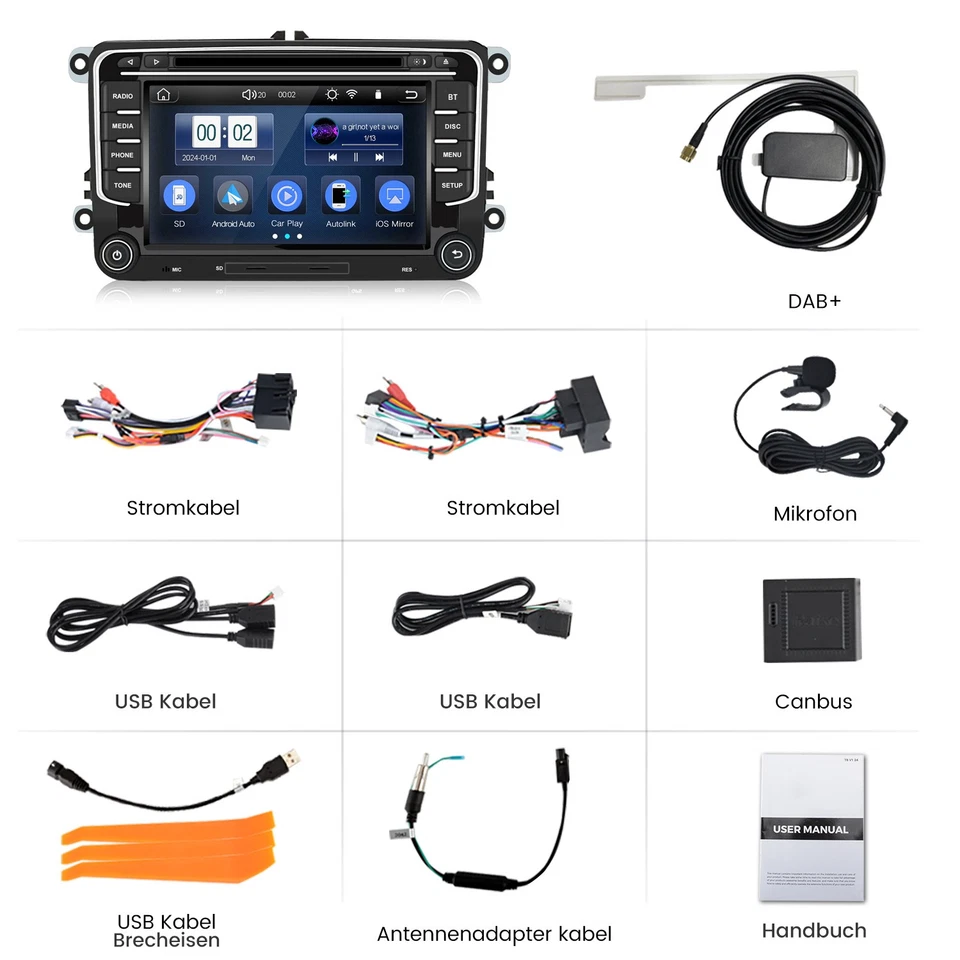 CD DVD DAB+ für VW Golf 5 6 PLUS Touran Passat B6/B7 Tiguan Autoradio SWC BT-5.0 - Bild 3 von 4