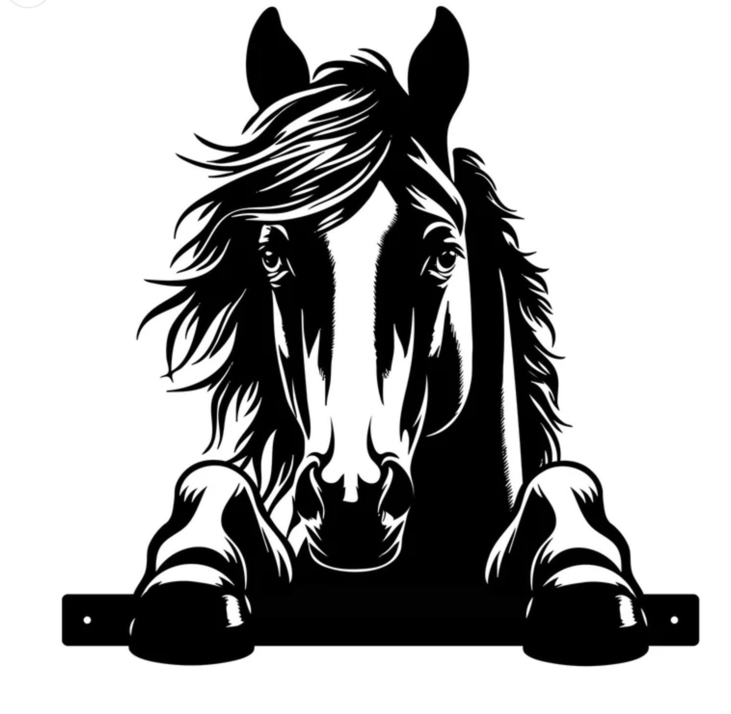METAL PEEKING HORSE BLACK SILHOUETTE Farmyard Garden Fence Outdoor Decor H38cm