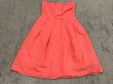J Crew Dress Womens 4 Coral Strapless Cotton Textured A Line Classic Preppy