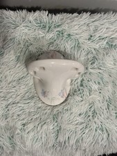 Vintage White Ceramic Stoneware Wall Mount Toothbrush Holder/ Caddy Pink Floral