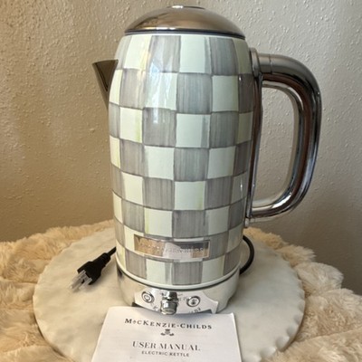 MacKenzie-Childs Cordless Electric Kettle Gray White 1.9L