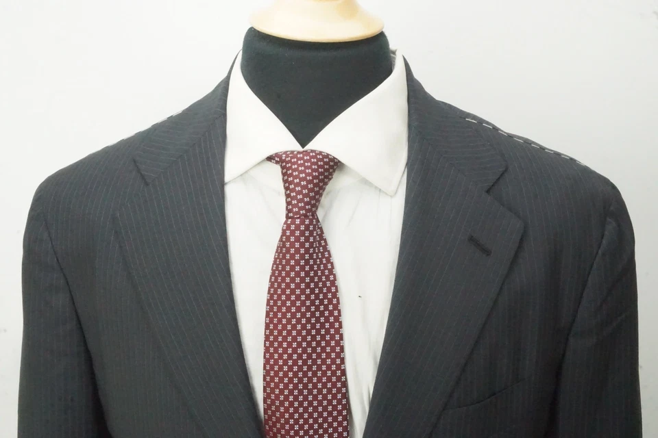 Sartorio Napoli Gris Azul Rayas Mezcla Mohair 2 Piezas Traje Chaqueta Pantalones 40R NUEVO Foto 2 de 4