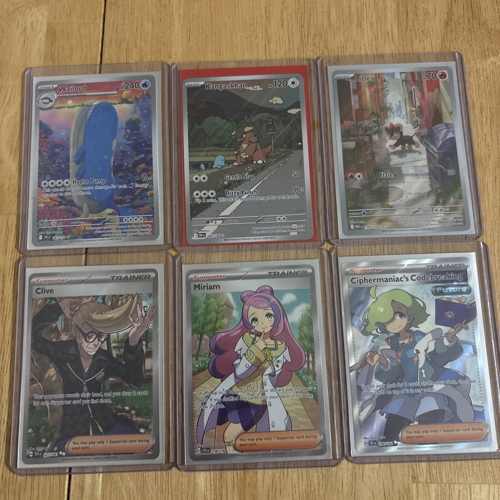Pokémon TCG Full Art Cards: Wailord,Kangaskhan, Litleo, Clive, Miriam, Cipher