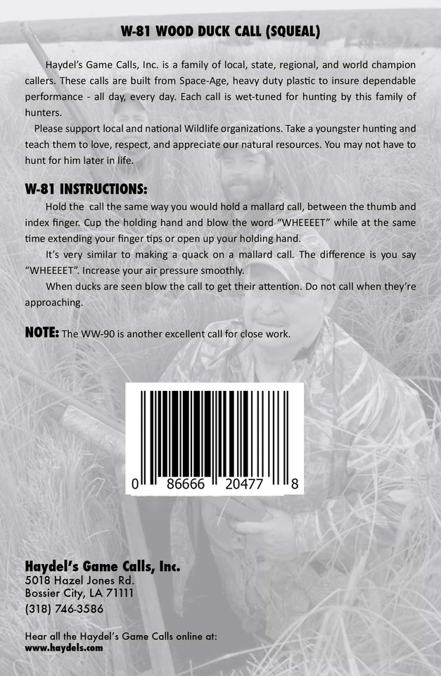 Haydel's Game Calls Inc. W-81 AMZ Wood Duck Squealer Duck Call for Hunting - Image 3 of 3