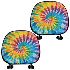 Hippie Tie Dye Print 2 Pieces Car Head Rest Covers Car hippie tie dye