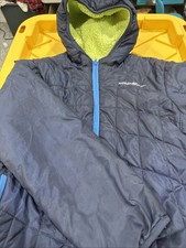 Eddie Bauer Boys Hooded Puffer Jacket Blue, Size Medium, Zip Front, Pockets