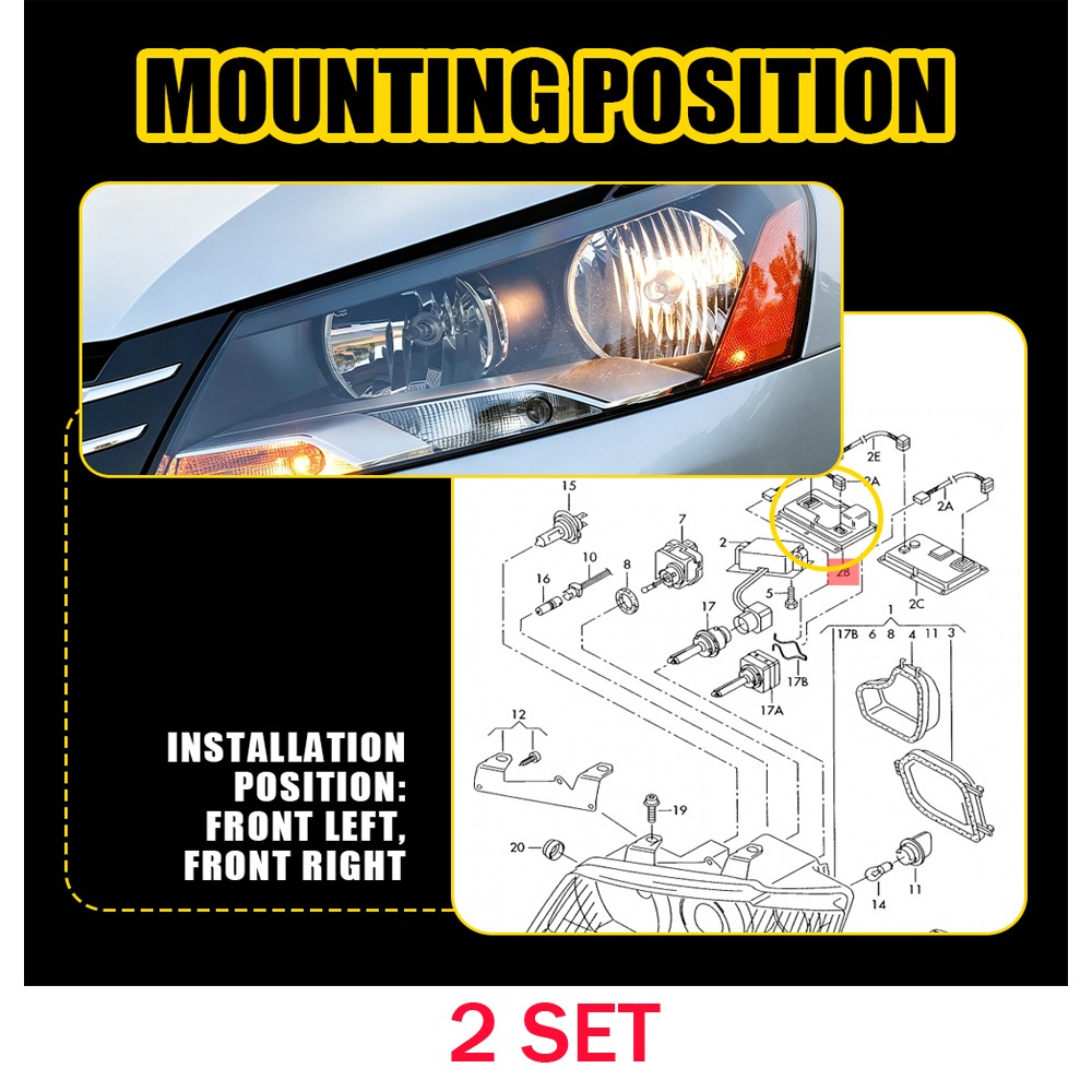 Ferrari F430 2006-2009 Headlight bulbs 2 pcs P/N 89035113
