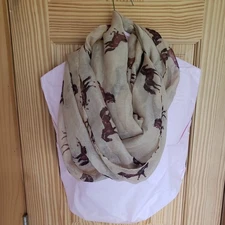 Horse Pattern Infinity Scarf Tan & Brown Colors