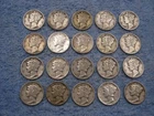 20 SILVER MERCURY DIMES WITH DATES lot tu2