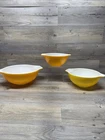 Vtg Pyrex DAISY/Sunflower Orange & Yellow CINDERELLA  Mixing Bowls Set Of 3