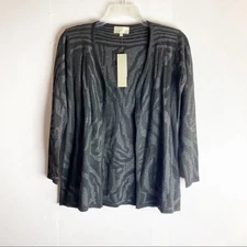 New Joan Vaas NY Zebra Gray Open Cardigan Sweater Size Small 