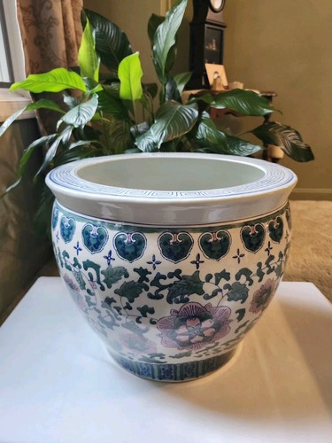 Plantador jardinero grande de porcelana rosa familiar china 14" x 12" - Imagen 16 de 19