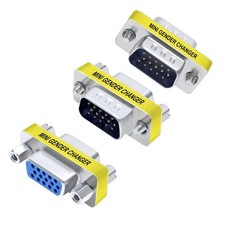 3 PCS VGA Connector Female Gender Changer Adapter Male to Male Coupler