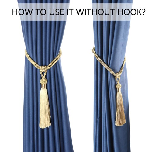 Curtain Tiebacks Hand-Woven Holdbacks Home Decorative Tassels Tiebacks (Gold,... - Picture 2 of 6