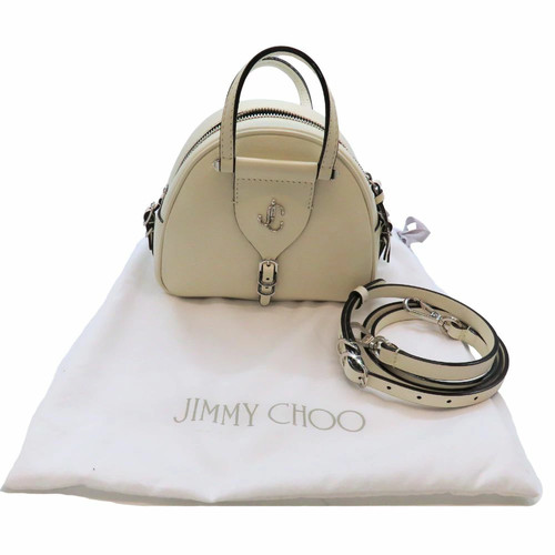 Jimmy Choo VARENNE BOWLING 2WAY bag white silver hardware leather handbag