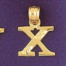Initial X Charm Pendant 14k Gold