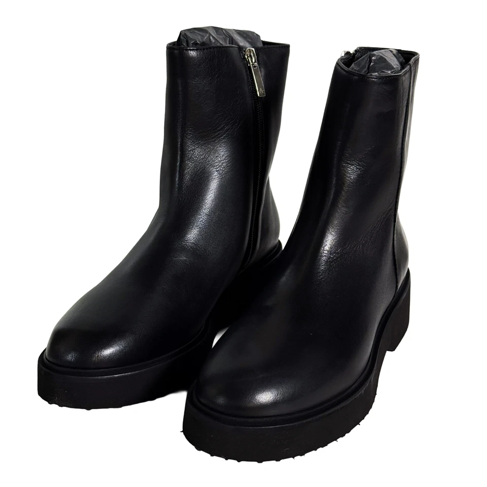 Botas al tobillo Aquatalia para mujer Maddie de cuero de becerro impermeables negras - talla 9,5 M Foto 3 de 4