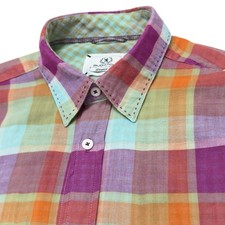 Bagatchi Shaped Fit Cotton Madras Plaid Mens Large Camp Shirt