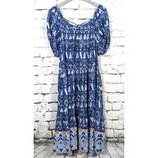 KNOX ROSE Ikat/Batik Bohemian Peasant Midaxi Dress Pockets Cottage Size XL