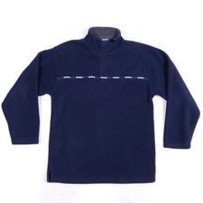 Nautica 1/4 Zip Fleece Pullover L 16-18 Blue Logo Taped Youth Gorpcore Sweater