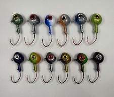 12 - 1 oz Jig Heads With Eyes & UV! Walleye Fishing  Detroit & St. Clair River