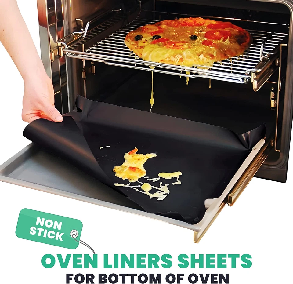 Revestimiento de horno grande de alta resistencia (paquete de 3) - Revestimientos de horno de teflón para parte inferior del horno para Foto 2 de 4