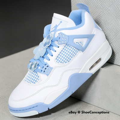 Nike Air Jordan 4 Retro Shoes White Aluminum Blue Tint HV0823-100